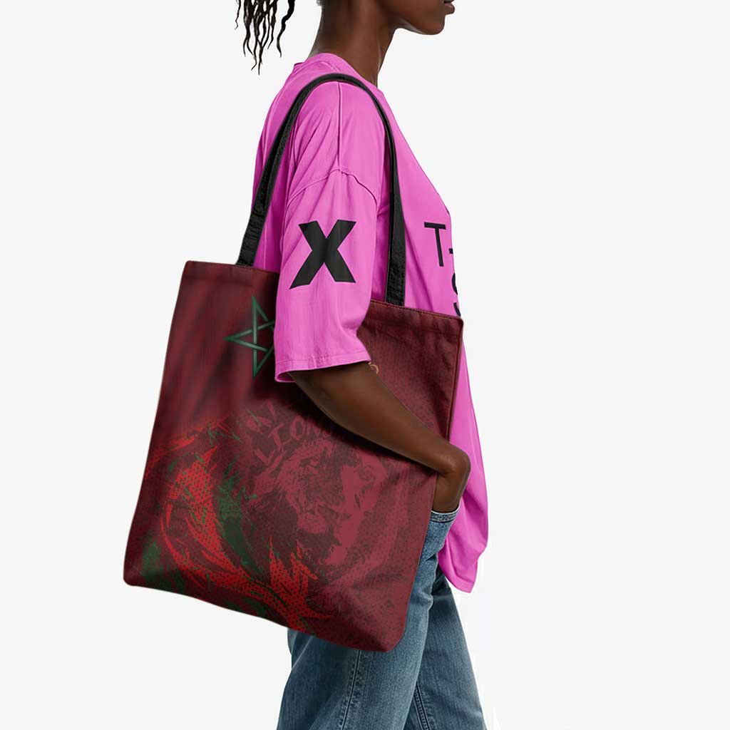 Morocco National Football Tote Bag The Atlas Lions Grunge with National Flag - African Pride