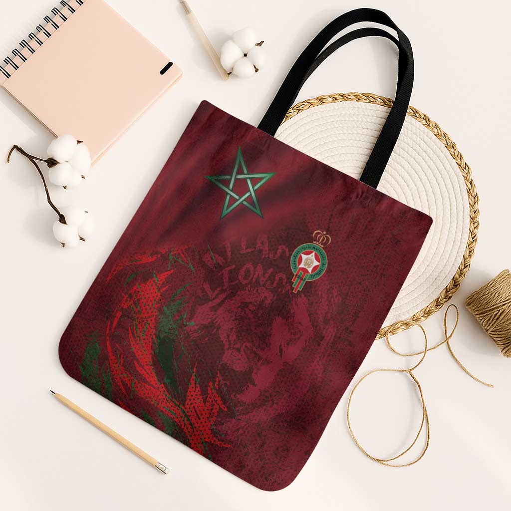Morocco National Football Tote Bag The Atlas Lions Grunge with National Flag - African Pride