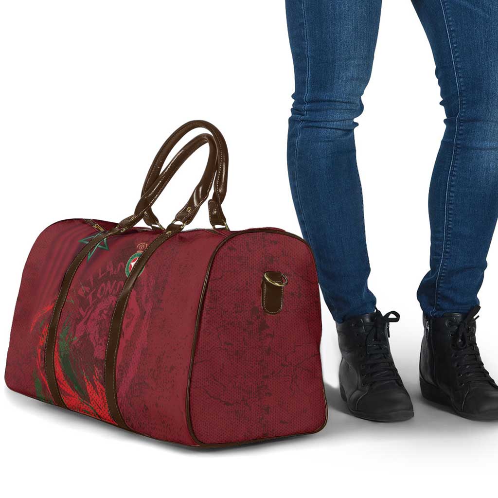 Morocco National Football Travel Bag The Atlas Lions Grunge with National Flag - African Pride