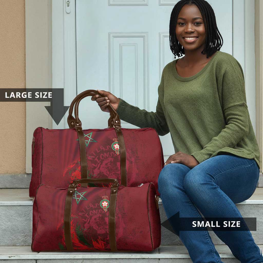 Morocco National Football Travel Bag The Atlas Lions Grunge with National Flag - African Pride