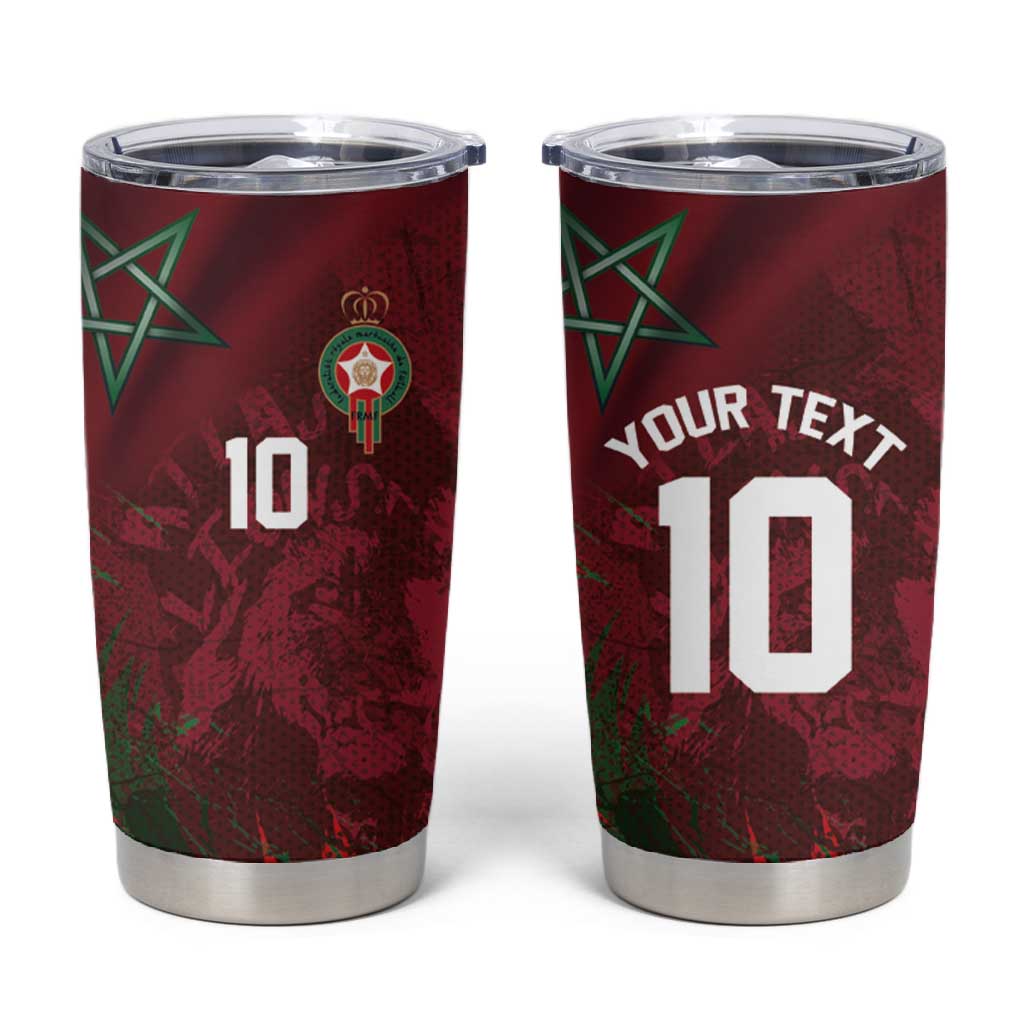 Custom Morocco National Football Tumbler Cup The Atlas Lions Grunge with National Flag - African Pride