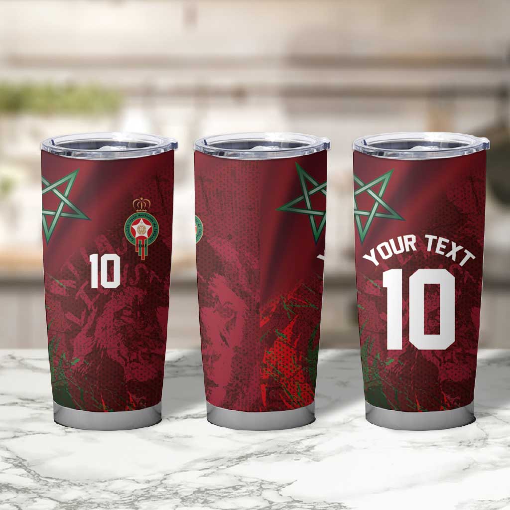Custom Morocco National Football Tumbler Cup The Atlas Lions Grunge with National Flag - African Pride