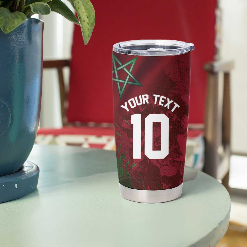 Custom Morocco National Football Tumbler Cup The Atlas Lions Grunge with National Flag - African Pride