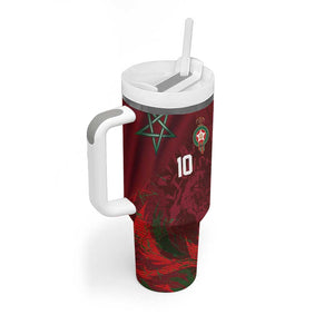 Custom Morocco National Football Tumbler With Handle The Atlas Lions Grunge with National Flag - African Pride