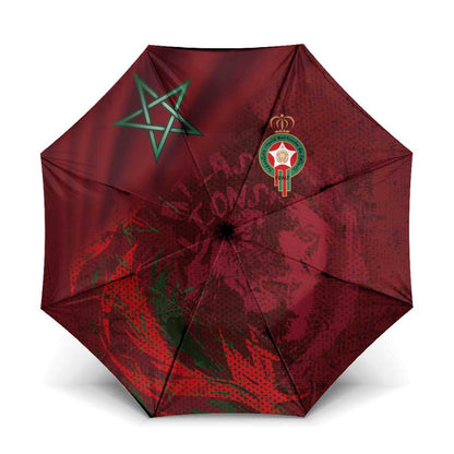 Morocco National Football Umbrella The Atlas Lions Grunge with National Flag - African Pride