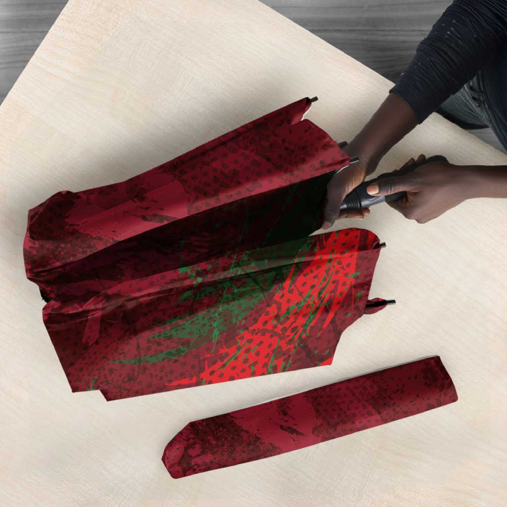 Morocco National Football Umbrella The Atlas Lions Grunge with National Flag - African Pride