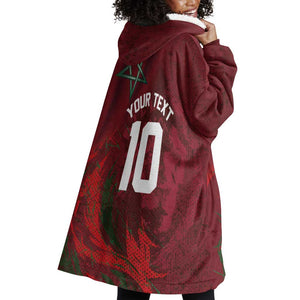 Custom Morocco National Football Wearable Blanket Hoodie The Atlas Lions Grunge with National Flag - African Pride