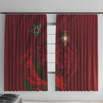 Morocco National Football Window Curtain The Atlas Lions Grunge with National Flag - African Pride