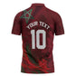 Custom Morocco National Football Zipper Polo Shirt The Atlas Lions Grunge with National Flag - African Pride