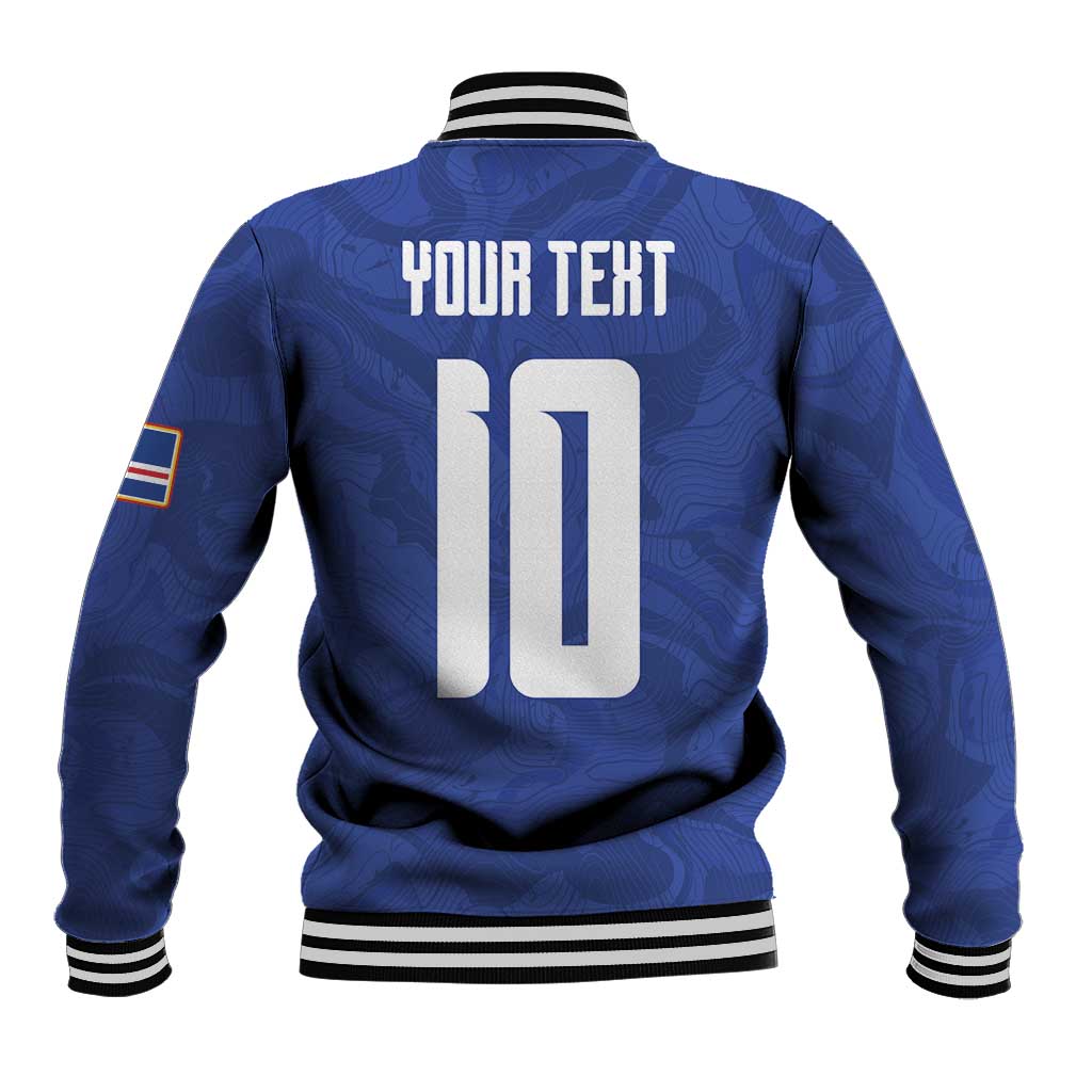 Custom Cape Verde National Football Baseball Jacket Glory Blue Sharks - African Pride
