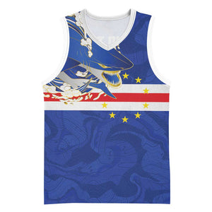 Custom Cape Verde National Football Basketball Jersey Glory Blue Sharks - African Pride