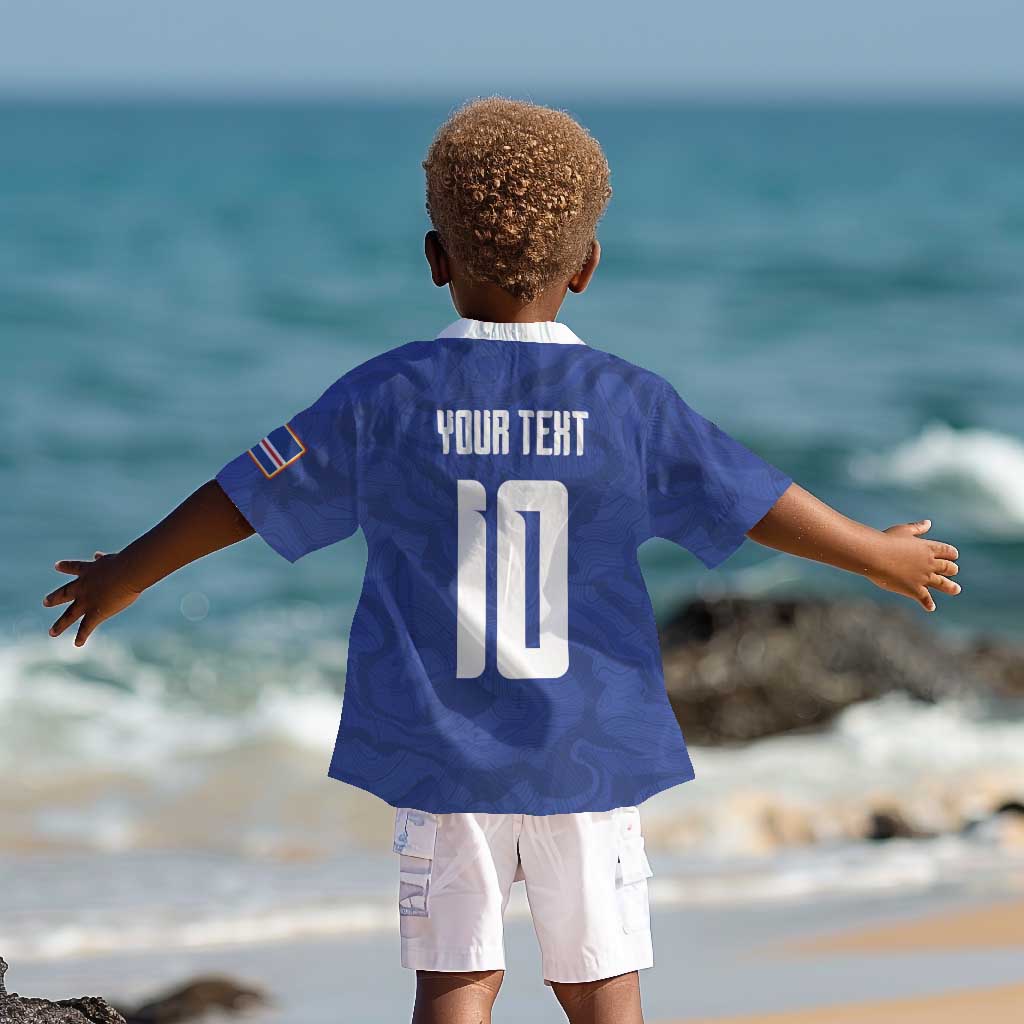 Custom Cape Verde National Football Kid Hawaiian Shirt Glory Blue Sharks - African Pride