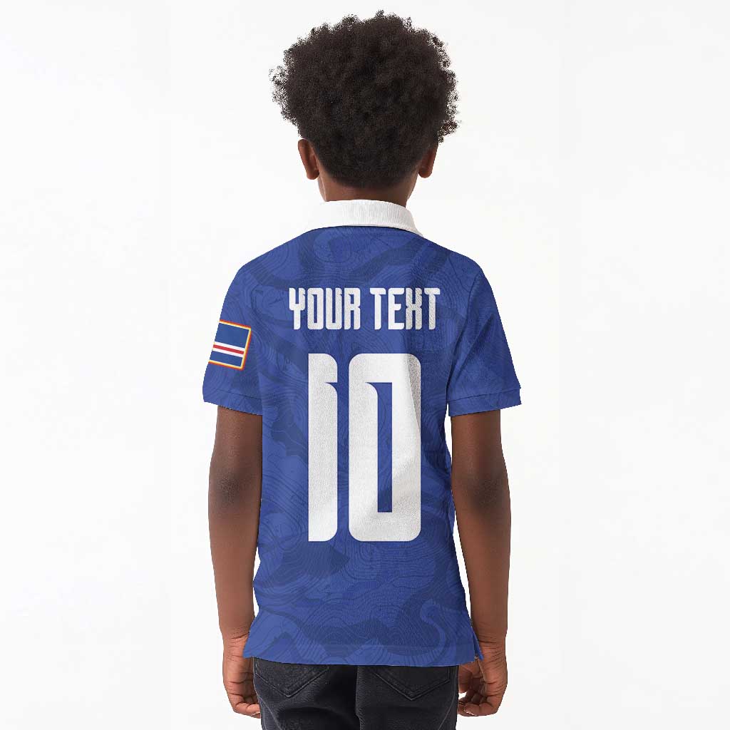 Custom Cape Verde National Football Kid Polo Shirt Glory Blue Sharks - African Pride