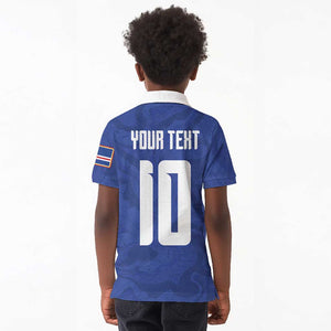 Custom Cape Verde National Football Kid Polo Shirt Glory Blue Sharks - African Pride