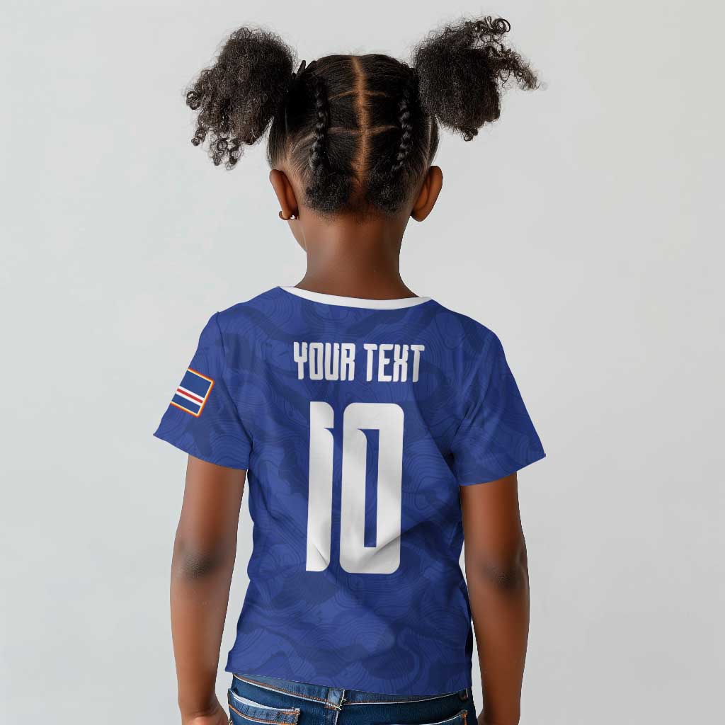 Custom Cape Verde National Football Kid T shirt Glory Blue Sharks - African Pride