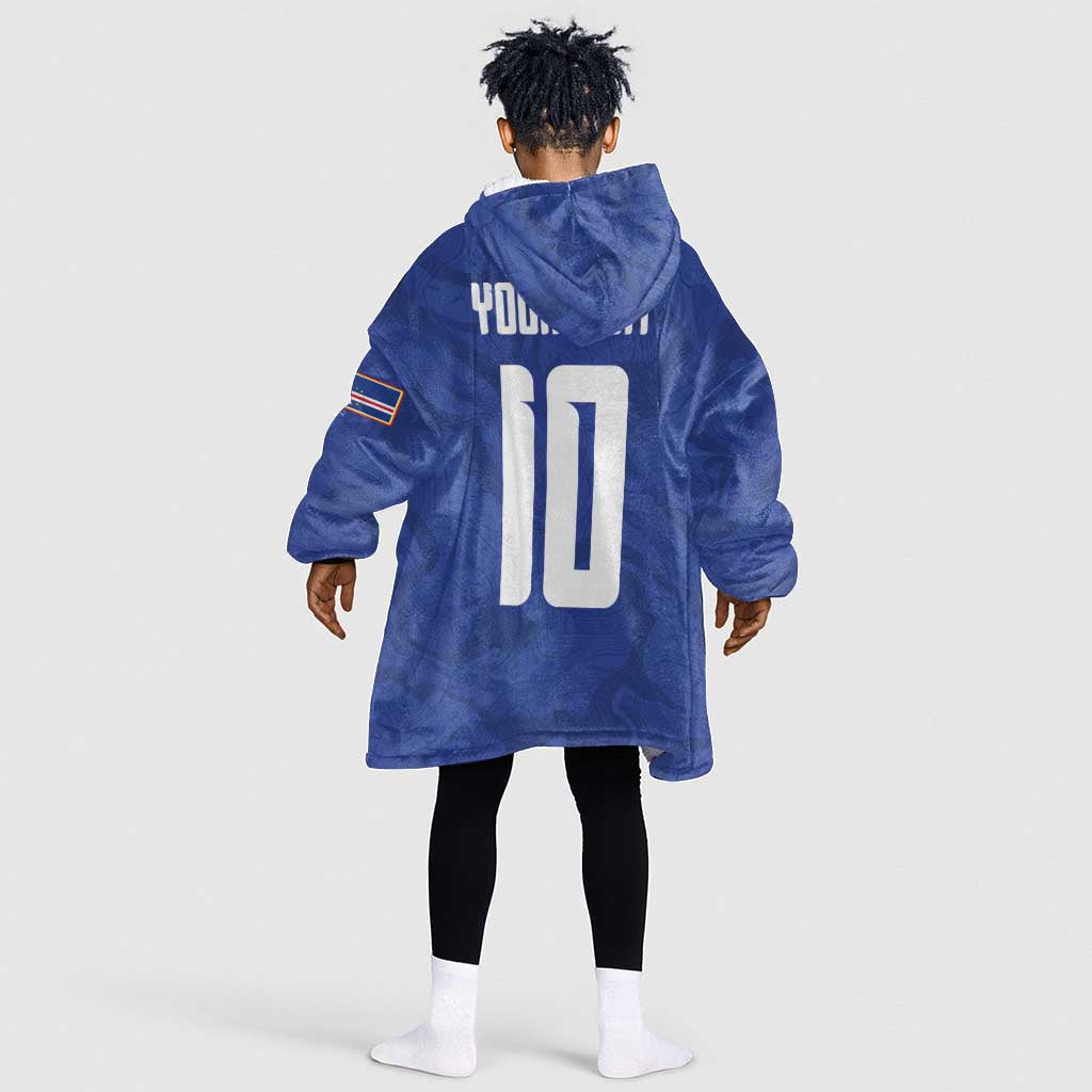 Custom Cape Verde National Football Kid Wearable Blanket Hoodie Glory Blue Sharks - African Pride