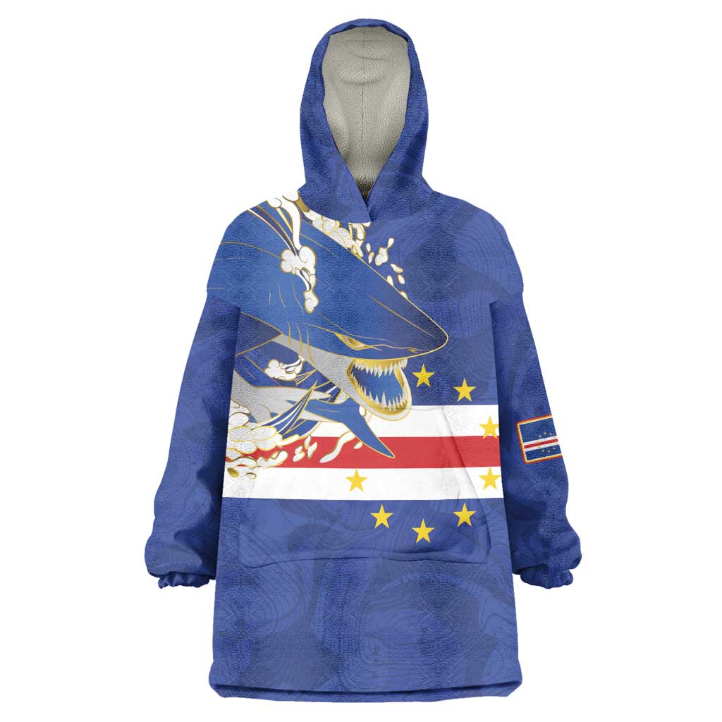 Custom Cape Verde National Football Kid Wearable Blanket Hoodie Glory Blue Sharks - African Pride