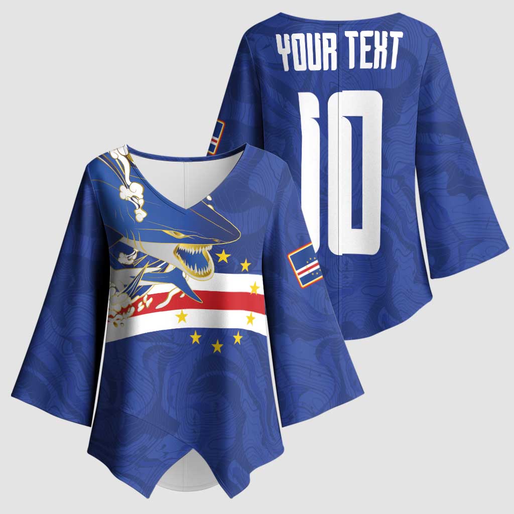 Custom Cape Verde National Football Kimono Sleeve Blouse Glory Blue Sharks - African Pride