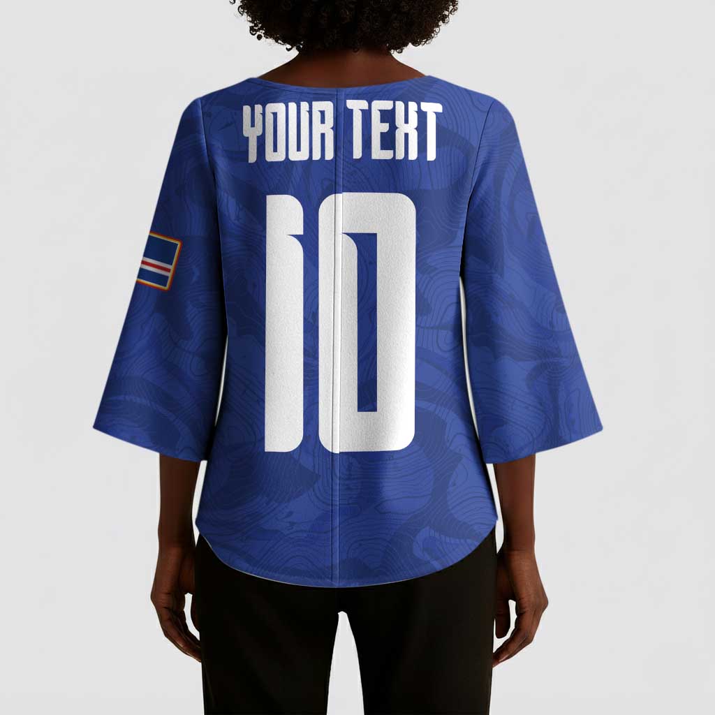 Custom Cape Verde National Football Kimono Sleeve Blouse Glory Blue Sharks - African Pride