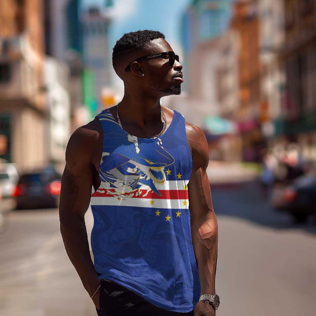 Custom Cape Verde National Football Men Tank Top Glory Blue Sharks - African Pride