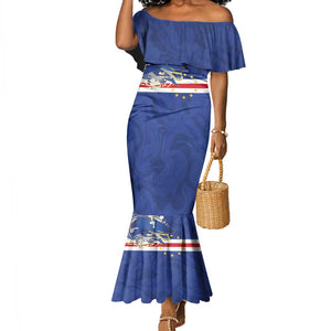 Custom Cape Verde National Football Mermaid Dress Glory Blue Sharks - African Pride