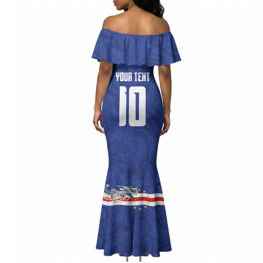 Custom Cape Verde National Football Mermaid Dress Glory Blue Sharks - African Pride