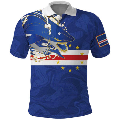 Custom Cape Verde National Football Polo Shirt Glory Blue Sharks - African Pride
