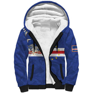 Custom Cape Verde National Football Sherpa Hoodie Glory Blue Sharks - African Pride