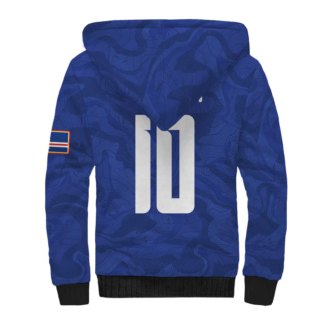 Custom Cape Verde National Football Sherpa Hoodie Glory Blue Sharks - African Pride