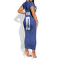 Custom Cape Verde National Football Short Sleeve Bodycon Dress Glory Blue Sharks - African Pride