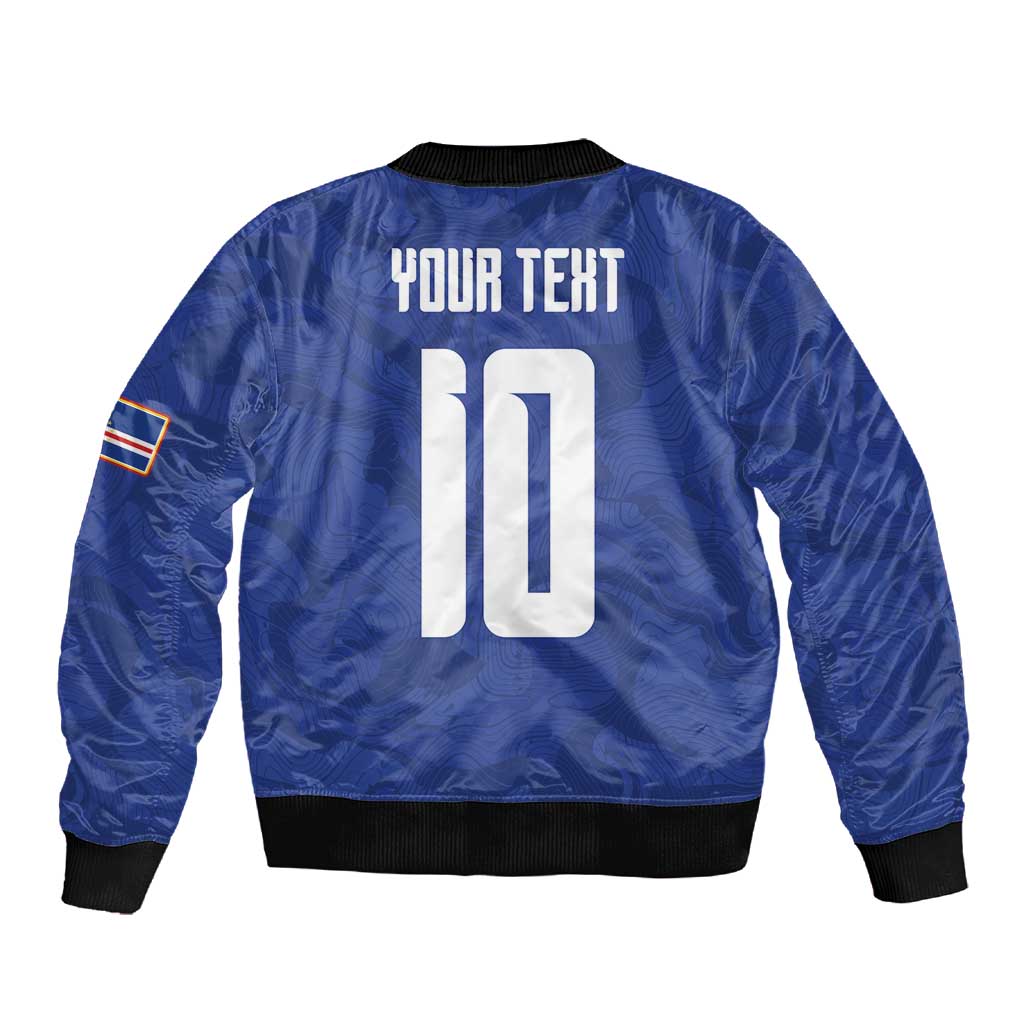 Custom Cape Verde National Football Sleeve Zip Bomber Jacket Glory Blue Sharks - African Pride