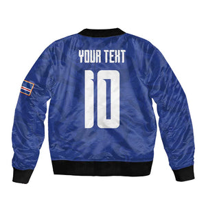 Custom Cape Verde National Football Sleeve Zip Bomber Jacket Glory Blue Sharks - African Pride