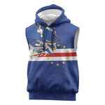 Custom Cape Verde National Football Sleeveless Hoodie Glory Blue Sharks - African Pride