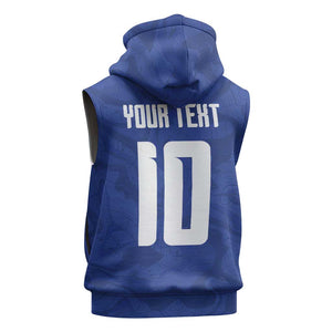 Custom Cape Verde National Football Sleeveless Zip Hoodie Glory Blue Sharks - African Pride