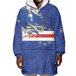 Custom Cape Verde National Football Wearable Blanket Hoodie Glory Blue Sharks - African Pride