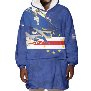 Custom Cape Verde National Football Wearable Blanket Hoodie Glory Blue Sharks - African Pride