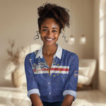 Custom Cape Verde National Football Women Casual Shirt Glory Blue Sharks - African Pride