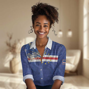 Custom Cape Verde National Football Women Casual Shirt Glory Blue Sharks - African Pride