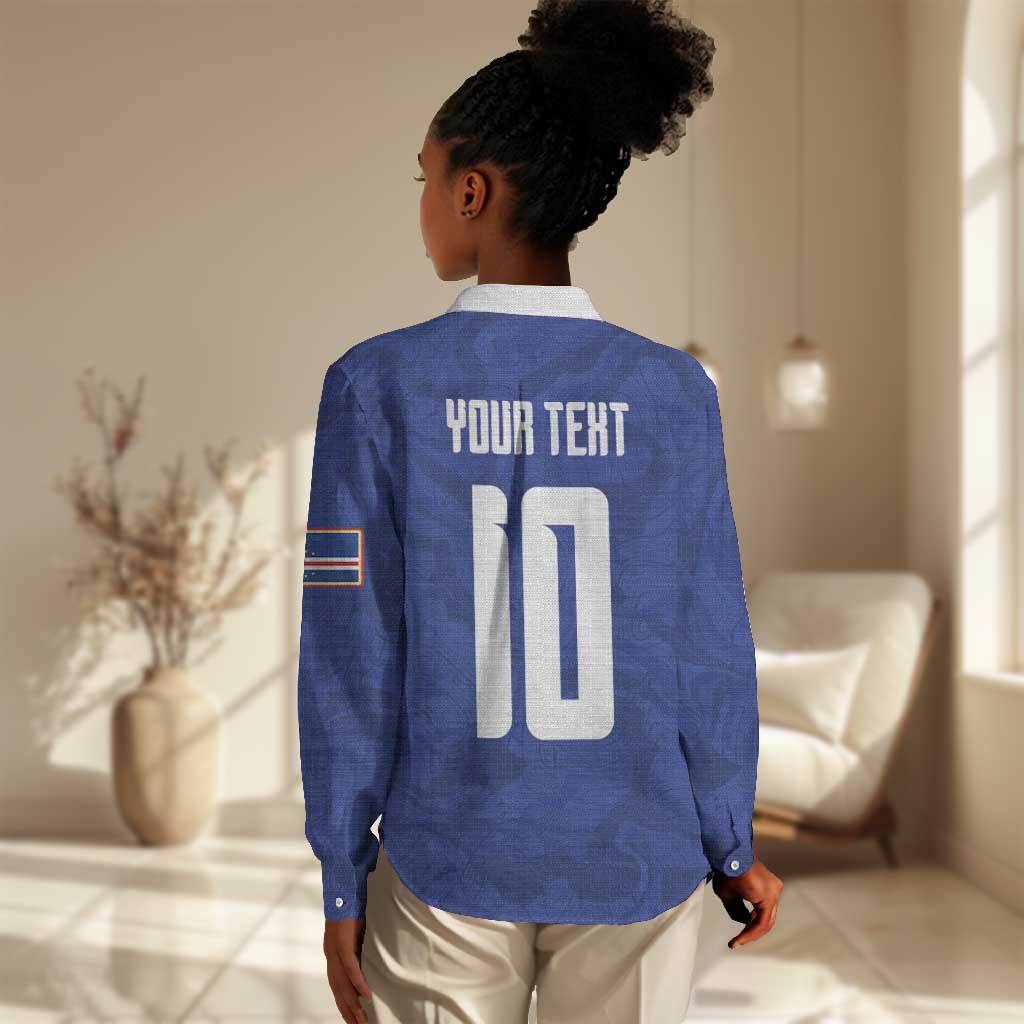 Custom Cape Verde National Football Women Casual Shirt Glory Blue Sharks - African Pride