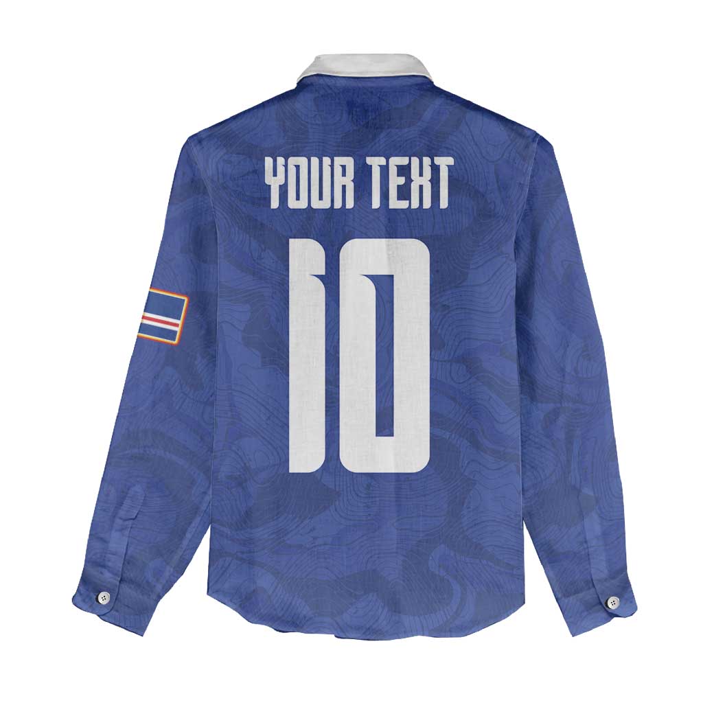 Custom Cape Verde National Football Women Casual Shirt Glory Blue Sharks - African Pride