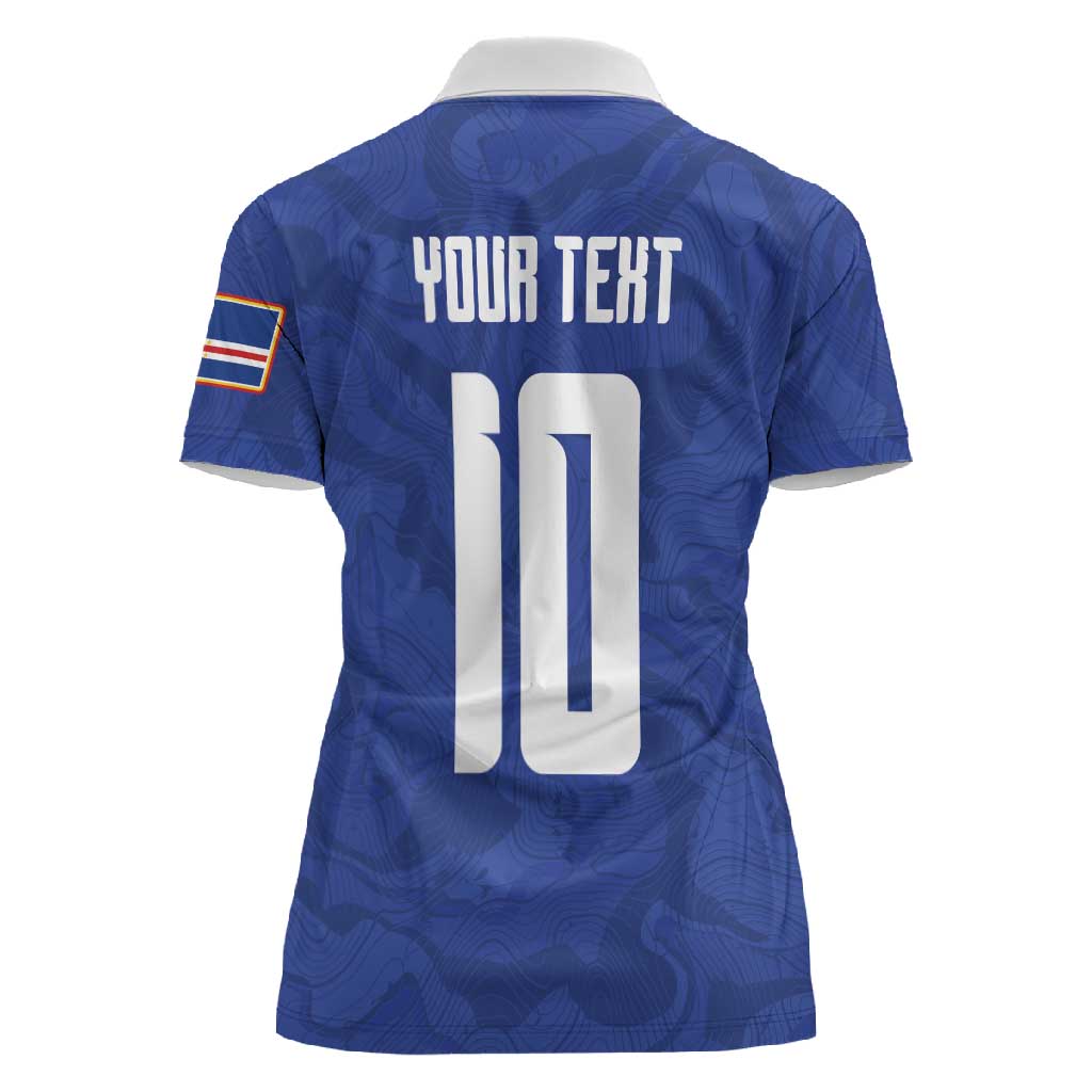 Custom Cape Verde National Football Women Polo Shirt Glory Blue Sharks - African Pride