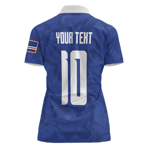 Custom Cape Verde National Football Women Polo Shirt Glory Blue Sharks - African Pride