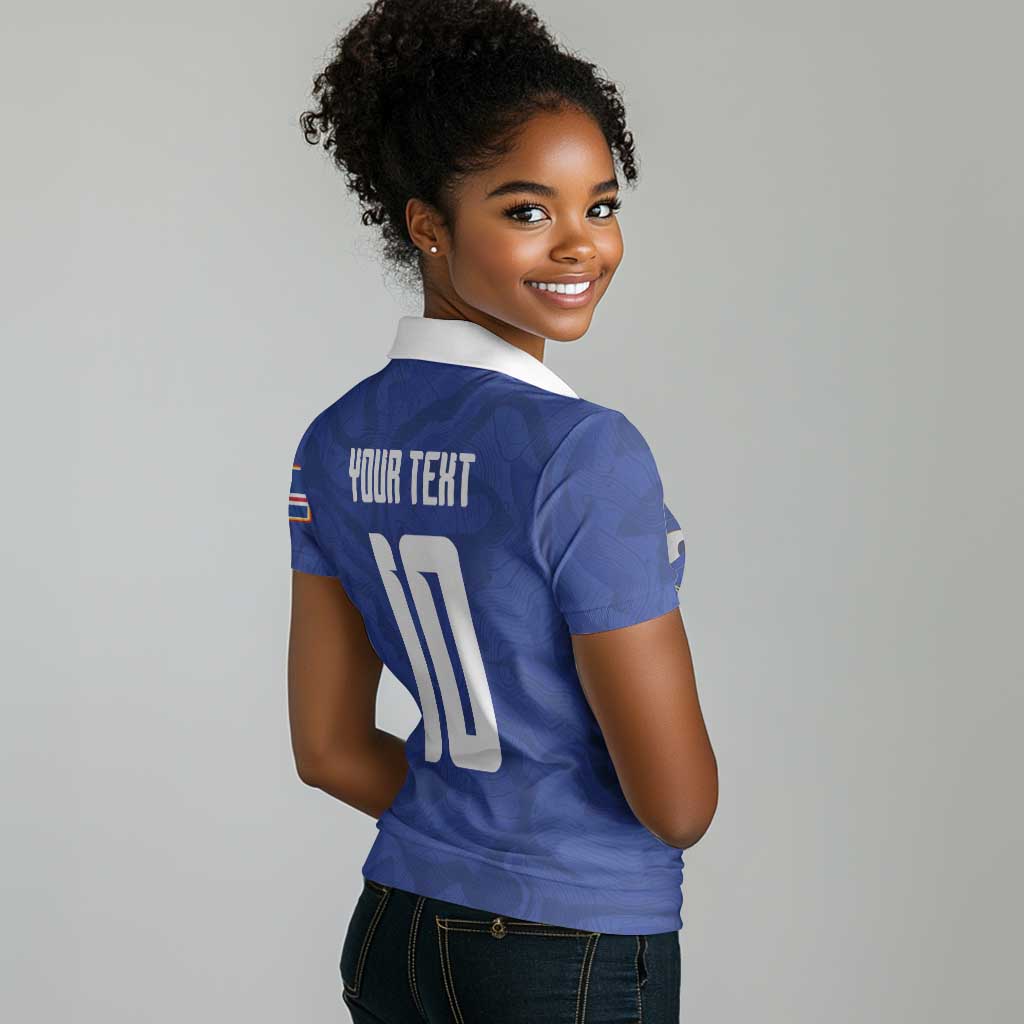 Custom Cape Verde National Football Women Polo Shirt Glory Blue Sharks - African Pride