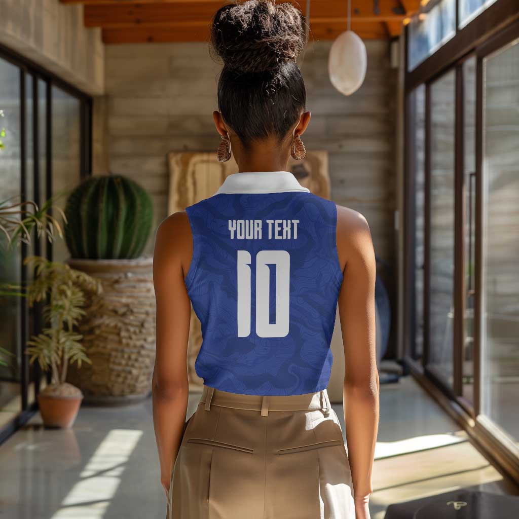 Custom Cape Verde National Football Women Sleeveless Polo Shirt Glory Blue Sharks - African Pride