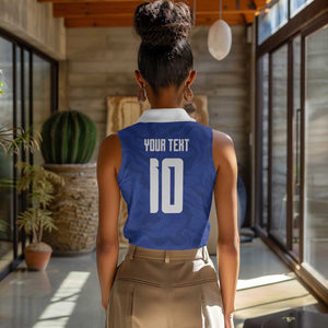 Custom Cape Verde National Football Women Sleeveless Polo Shirt Glory Blue Sharks - African Pride