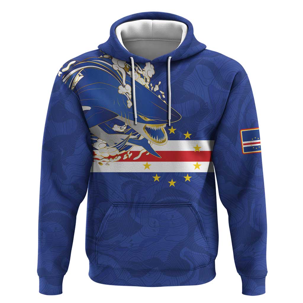 Custom Cape Verde National Football Zip Hoodie Glory Blue Sharks - African Pride