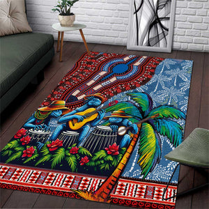 Afro-Caribbean Area Rug African Dashiki Style with Caribbean Music with Blue Iguanas - African Pride