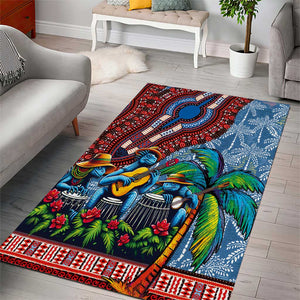 Afro-Caribbean Area Rug African Dashiki Style with Caribbean Music with Blue Iguanas - African Pride
