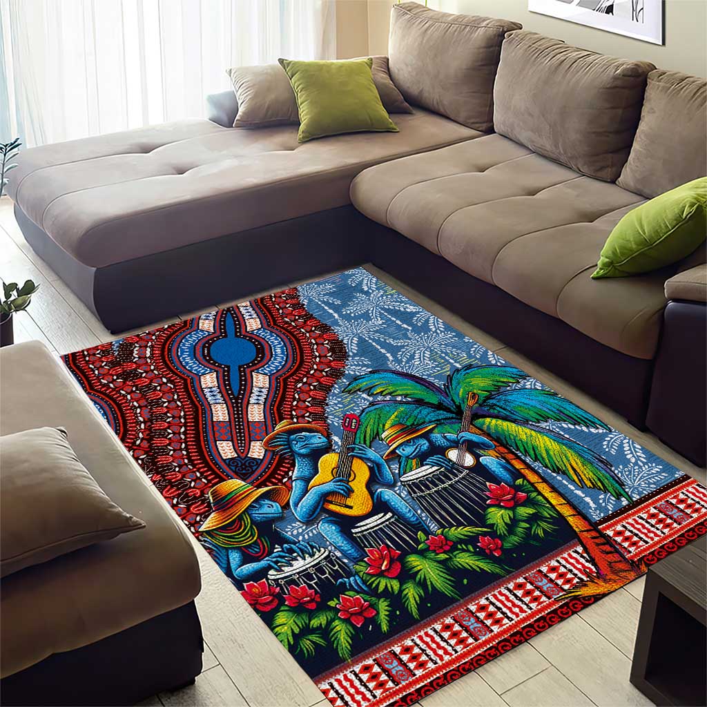 Afro-Caribbean Area Rug African Dashiki Style with Caribbean Music with Blue Iguanas - African Pride