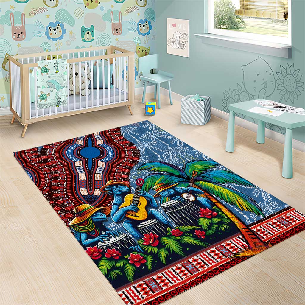 Afro-Caribbean Area Rug African Dashiki Style with Caribbean Music with Blue Iguanas - African Pride